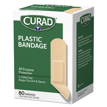 Plastic Strip Bandages, .75″ x 3″, 80 count